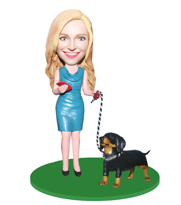 Custom Woman And Pets Bobbleheads From Photo
