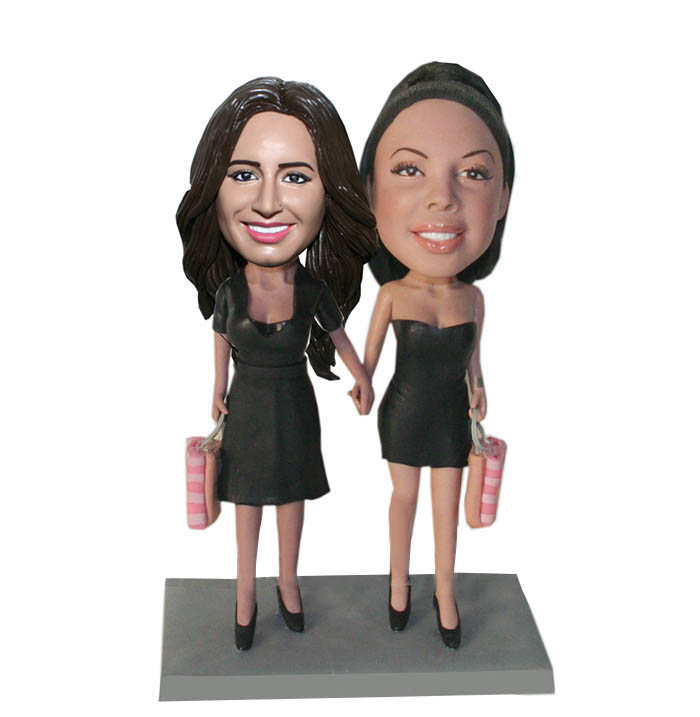Custom Bobbleheads Sexy Shopping Ladies Hand In Hand Gifts
