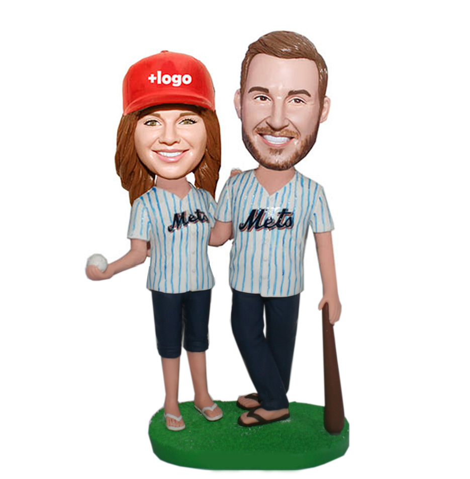Custom  Bobblehead Baseball Doll Couple In Jersey