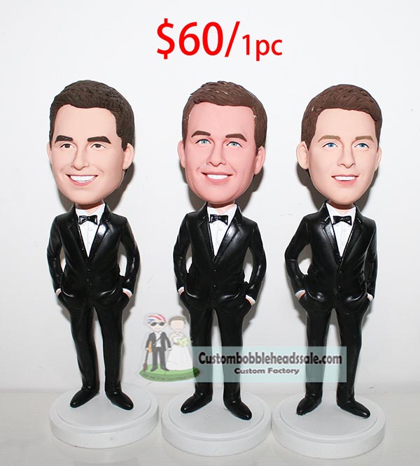 Bobbleheads For Groomsmen With Bow Tie