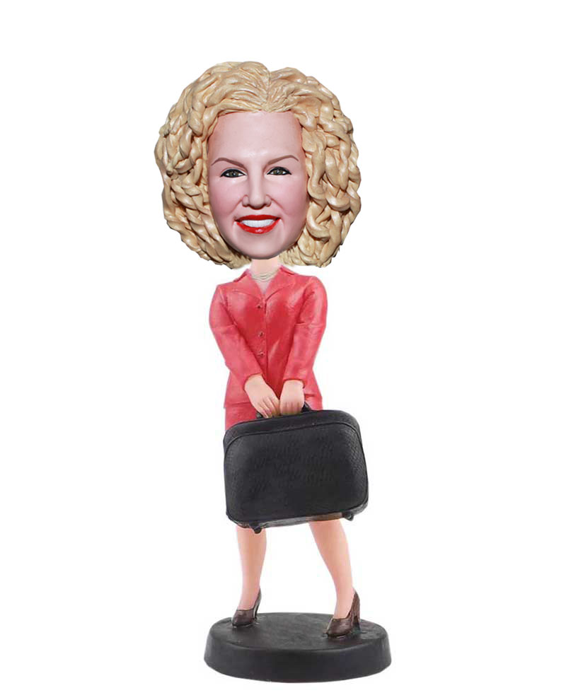 Personalized Carrying A Suitcase Bobbleheads From Photo
