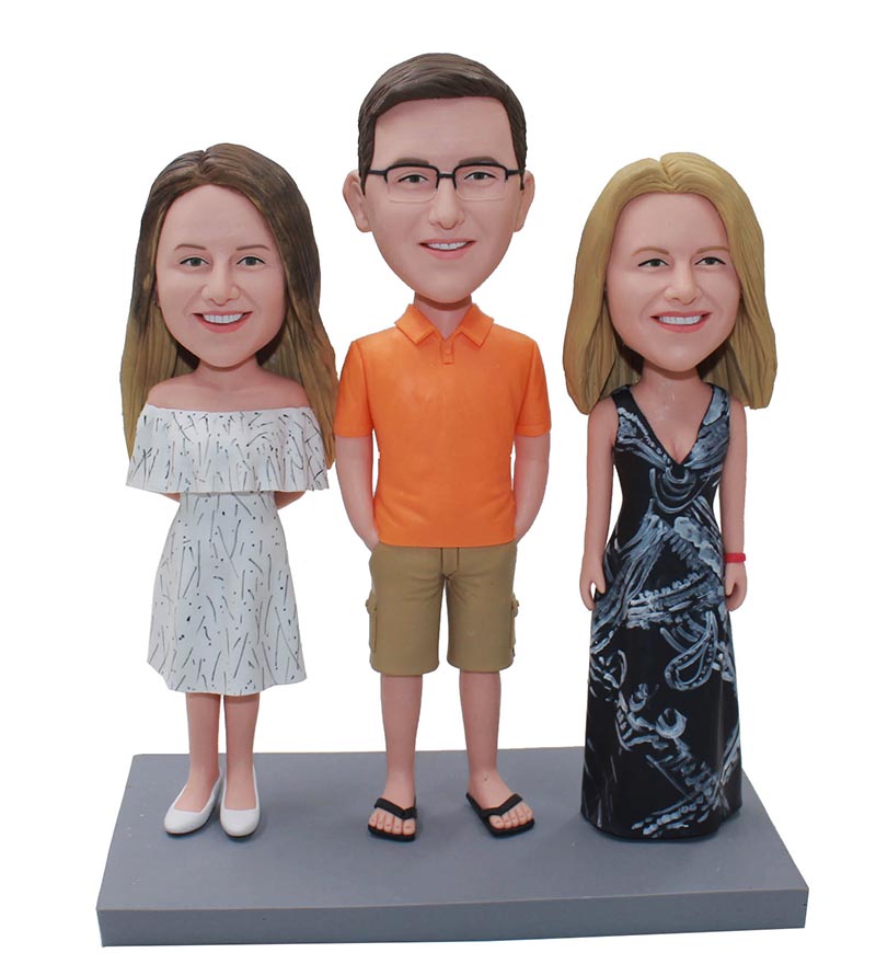 Family Of Three Bobbleheads From Photo