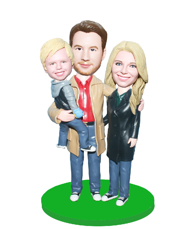 Family Figurines Personalized Three People Bobblehrads