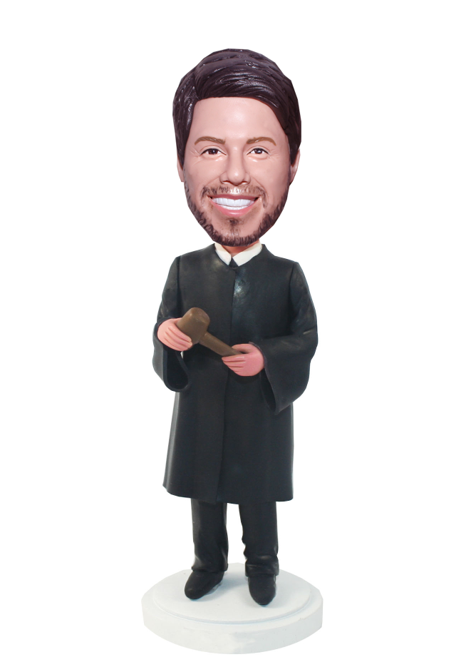 Personalized bobbleheads Seriouse Judge With A Wooden Mallet-Jud