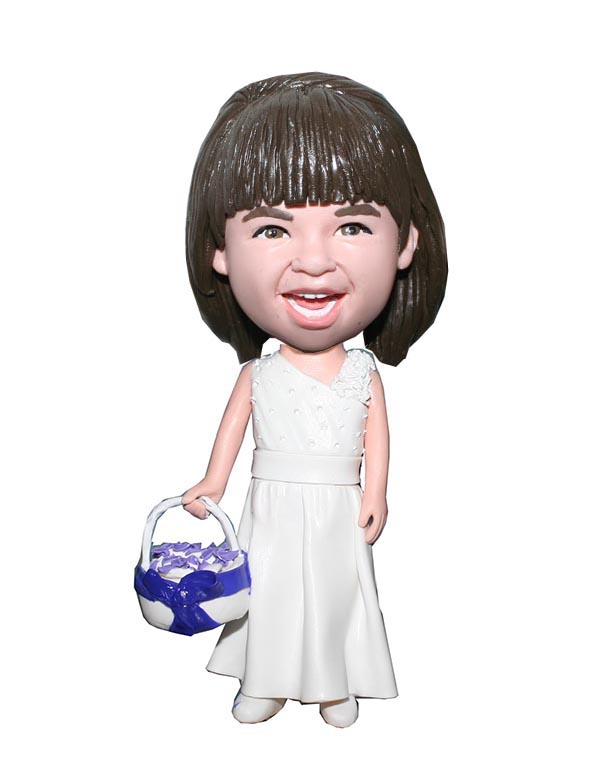 Custom bobblehead doll Wedding little girl With A Basket Of flow