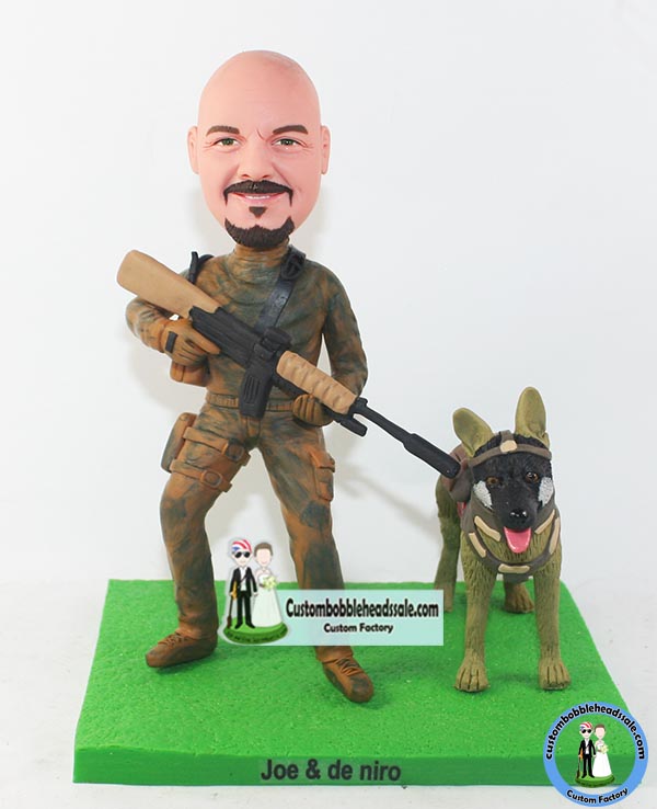 Custom Army Bobblehead  Police Dog