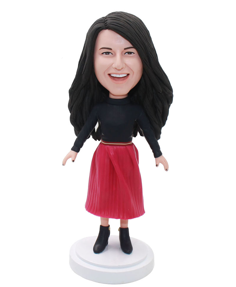 Custom Bobble Heads Lady Wearing A Long Skirt Doll